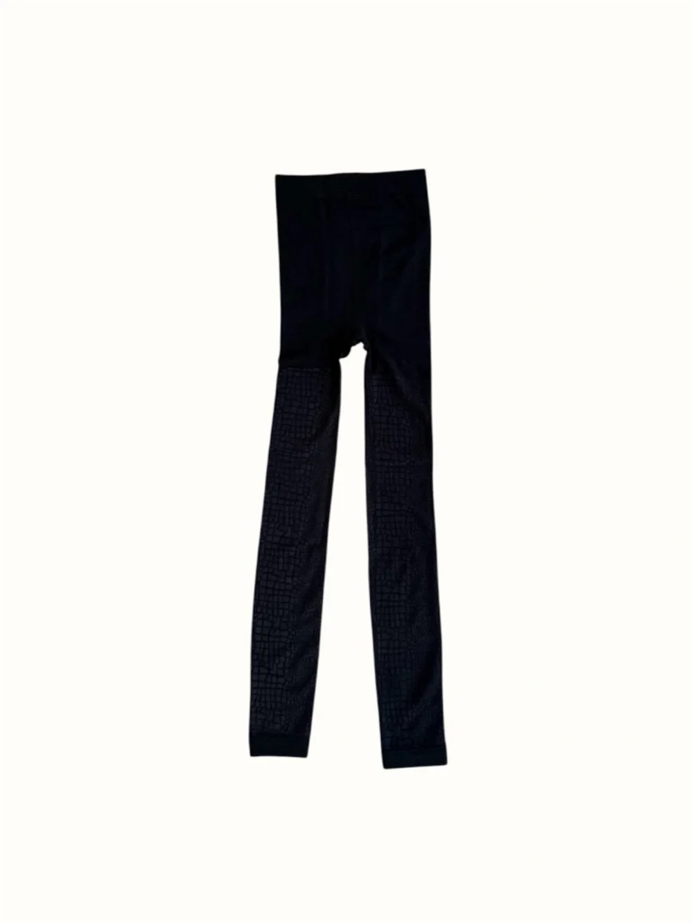 Steve Madden Black Fleece Lined Textured Pattern Footless Tights Women’s S/M